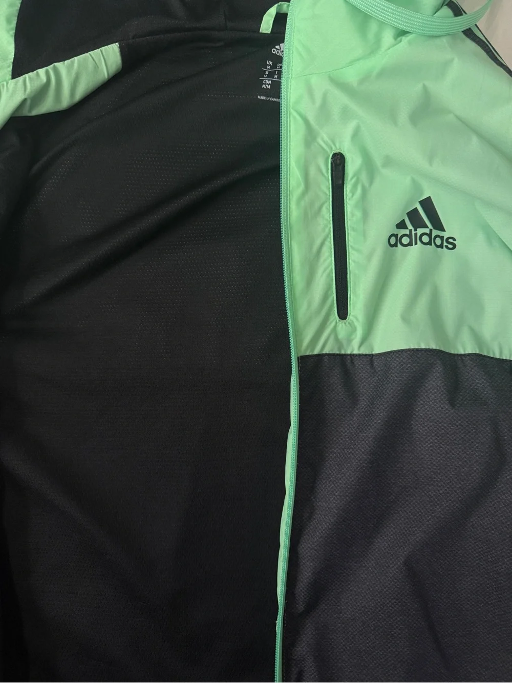 adidas Mint Green and Dark Grey Windbreaker/Warmup Jacket